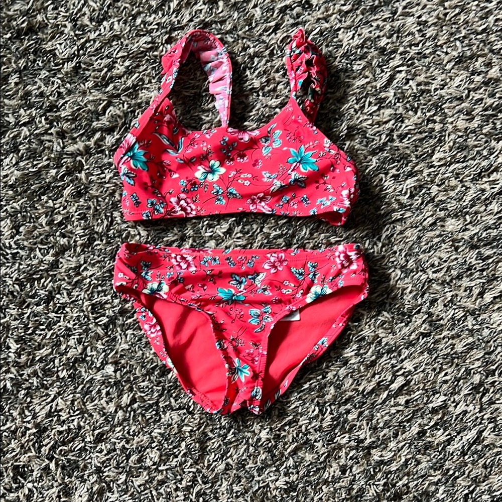 GAP Girls Floral Pink Swim Set Size Small 6/7